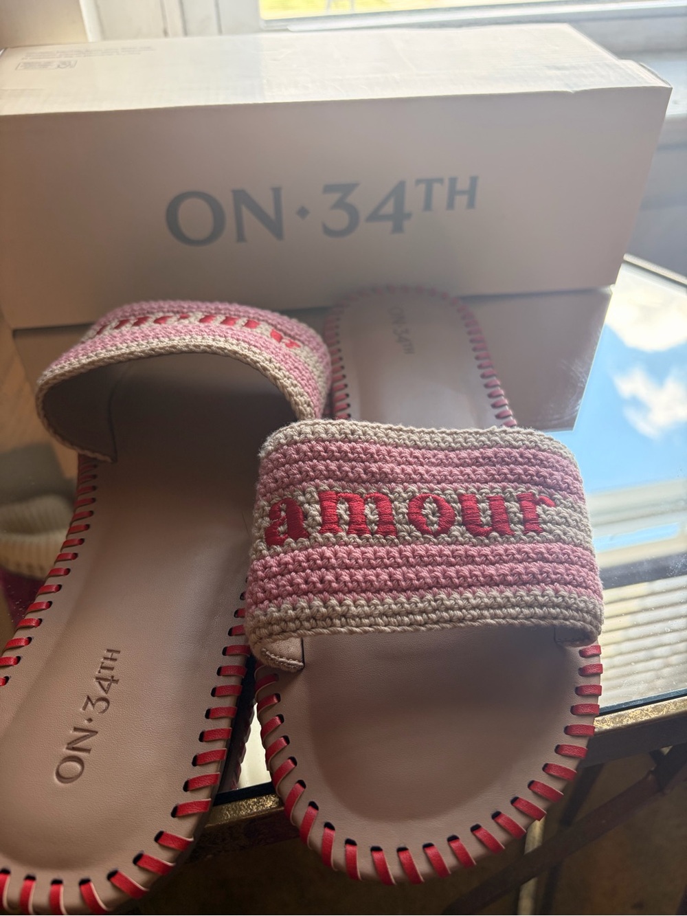 NWT On 34th Madelyn Woven Amour Flat Slide, Size 9 1/2 - Picture 2 of 8